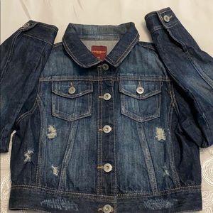 Highway Jeans Cropped Denim Distressed Jacket MED